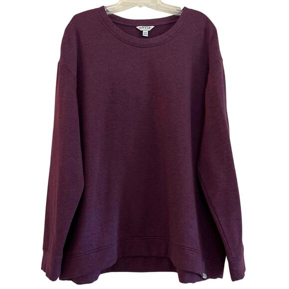 Orvis Crewneck Soft Pullover Sweatshirt Mens Size XL Dark Wine Casual Stretch - Picture 1 of 13